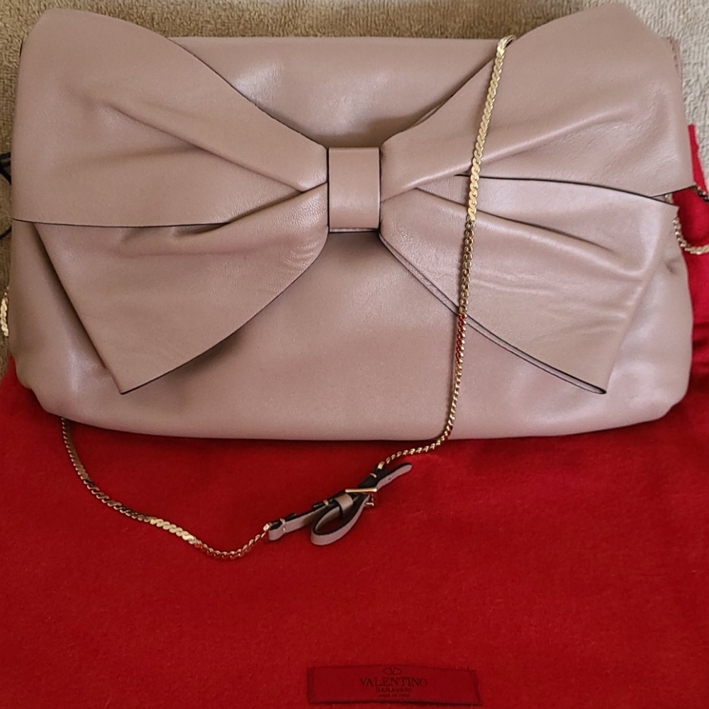 Valentino bow leather clutch